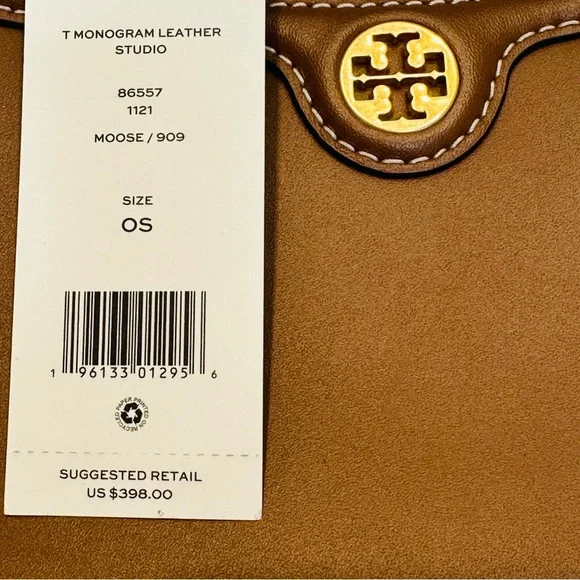 Tory Burch T Monogram Leather Studio Bag in Moose Brown - Picture 16 of 16
